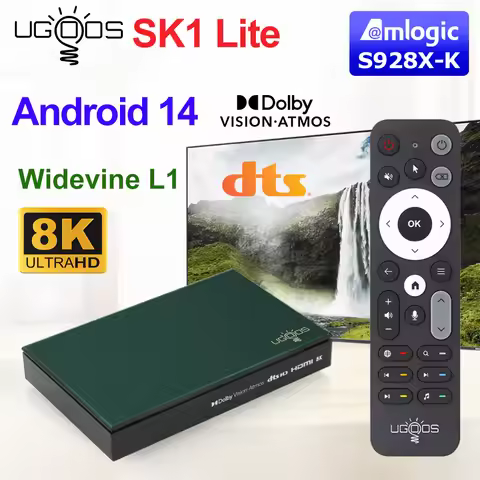 UGOOS SK1 Lite TV BOX Amlogic S928X-K Android 14 LPDDR4 4G64G Supoprt Dolby Vision/Audio/ATMOS, DTS 