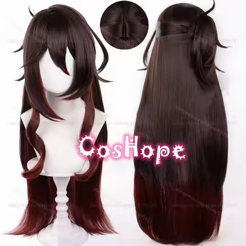 HSR Fugue Tingyun Cosplay Wig 80cm Brown Red Layered Gradient Wig Heat Resistant Synthetic Wigs for 