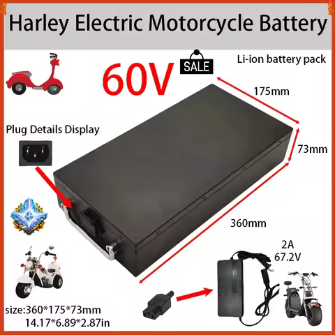 💹🔋60V 20Ah-60Ah Electric motorcycle Li-ion Battery Pack 2000W for Harley two wheel foldable Citycoco