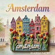 1 Piece Of 2D Flat Acrylic Amsterdam Magnet, Suitable For Various Refrigerators, Freezers, Iron Stor