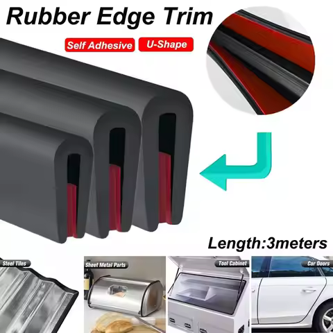 New 3 Meters Self Adhesive Rubber Edge Trim Edge Protector for Sheet Metal EPDM Material Black U-Sha