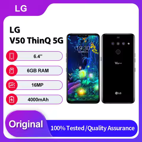 Original Unlocked LG V50 ThinQ 5G V500N/V450VM Fingerprint Bluetooth 6.4 inches 128GB 6GB RAM Mobile