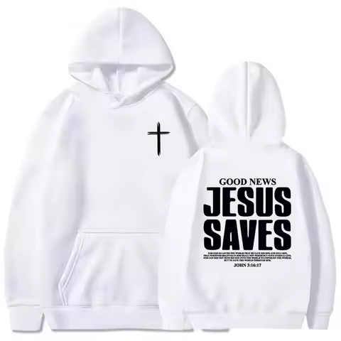 2025 Jesus Saves John 3:16-17 Hoodie Christian Bible Verse Unisex High-Quality Comfortable Sweatshir