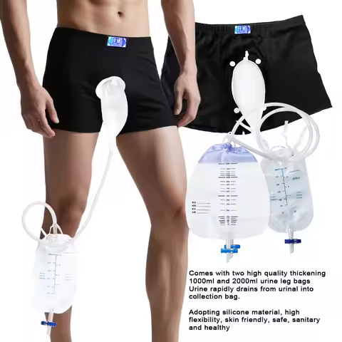 Reusable Men Elderly Urine Collector Kit Panties Fixed Funnel Urine Catheter Urinary Bag Standing Be