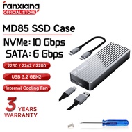 Fanxiang MD85 M.2 SATA NVMe SSD Enclosure with Cooling Fan USB Adapter Reader