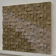 流动性-灰色和灰米色的几何简约木墙艺术