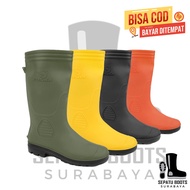 HIJAU LOKAL FUSHA 801 High Boots Green Black Yellow Orange Anti-Slip Water Flexible Light Local Rubb