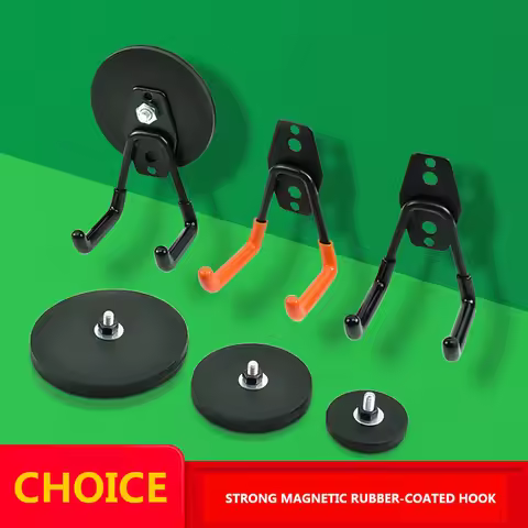 rge Strong Magnetic Rubber Coated Magnet Hook Super Absorption Power Nail-Free Drill-Free Tool Magne
