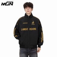 MON F1 Lamborghini Bomber Jacket Men Retro Embroidery Racing Jacket Motorcycle Windbreaker Unisex