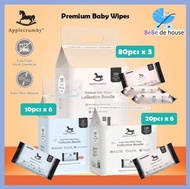 Applecrumby Tissue Basah Bayi Extra Thick Premium Baby Wipes 80's x 3 Packs / 20's x 6 Packs  / 10's