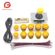 【Limited Stock Available】 Free Shipping Sanwa Joystick Built-In Switch Push Button Zero Delay Arcade Diy Kit Encoder To Pc Rasberry Pi Game Console