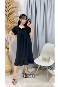 Dres Laura kerut dada/Daster Fuji ruffle bawah baju tidur wanita dewasa Kekinian/terbaru jumbo 2023