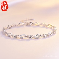 Ins Korean Version Bracelet Crystal Love Small Fresh Female Fashion Bracelet S999 Pure Silver Bracel