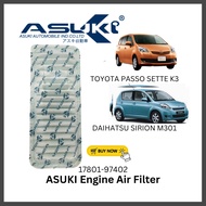 ASUKI Engine Air Filter Toyota Passo Sette K3 Daihatsu Sirion M301 FA-0741