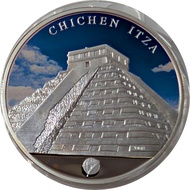 2008 7 Wonders Of The World Chichen Itza Silver Plated Copper Colourized Coin