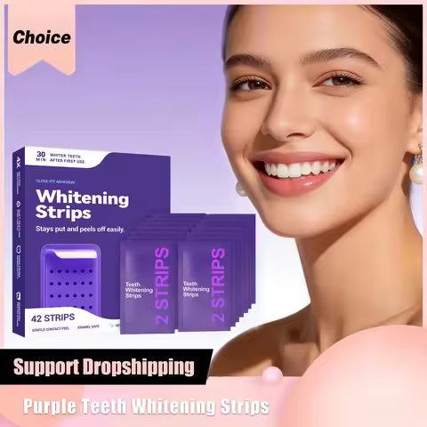 Purple Teeth Whitening Strip Fresh Breath Removing Yellow Stains Cleaning Dental Bleaching Brighteni