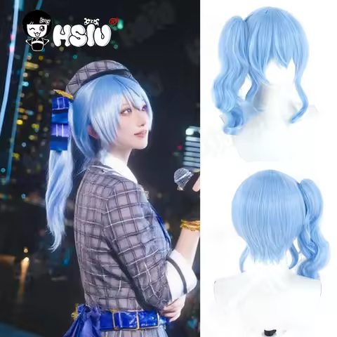 Hosimati Suisei cosplay Wig Fiber synthetic wig「HSIU」40CM Light blue short Wig+Wig cap VTuber Cospla