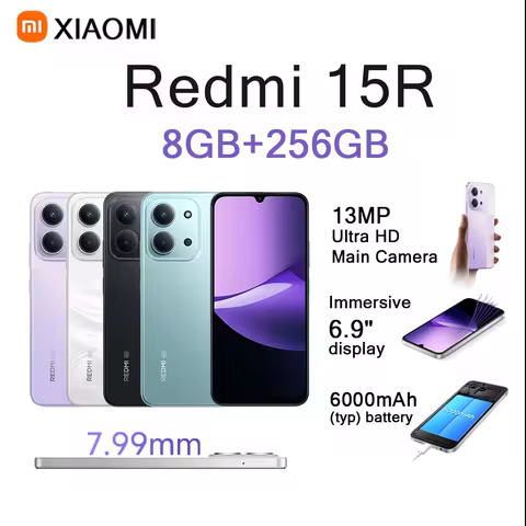 Redmi 15R 5G LTE Smartphone 6.9" 120Hz LCD Display 13MP Cam 6000mAh Battery 33W Dual SIM Dual Standb