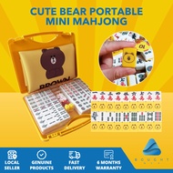 Limited Edition Cute Bear Portable Mini Mahjong with Box 144+8pcs Tiles Featuring Animals+Fei Combination