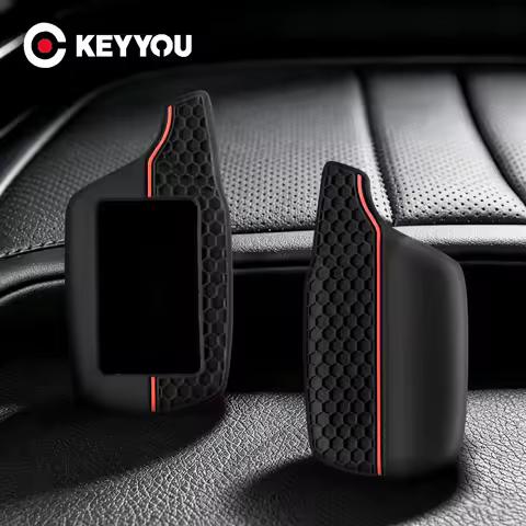 KEYYOU For Starline B9 B91 B6 B61 A91 A61 V7 LCD 2 Way Car Alarm Remote Key Chain Silicone Car Key C