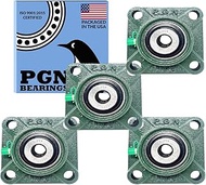 PGN UCF201-8 Pillow Block Bearing - Pack of 4 Square Flange Mounted Pillow Block Bearings - Chrome S