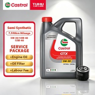 Castrol GTX Semi Synthetic 5W-30/10W-40/15W-40 Package(Includes Engine Oil & Oil Filter & Service)
