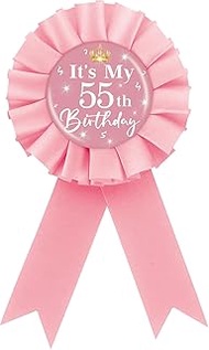 It's My 55th Birthday Tinplate Badge Pin, Crown Happy 55th Birthday Button Pin, Fifty Five Birthday 