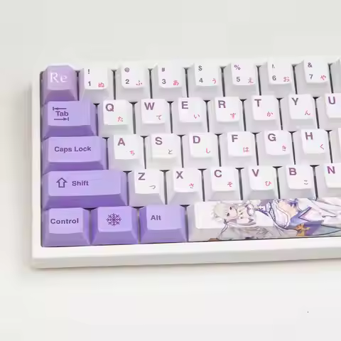 Cartoon Anime RE: ZERO Emilia Keycaps 130keys Cherry Profiled PBT Thermosublimation MX Switch Gaming