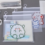 [New File Bag] Cartoon File Bag Cute Simple Ring Zipper Bag Student Transparent File Bag