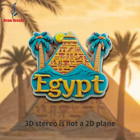 1PC Egyptian Desert Oasis Creative 3D Stereoscopic Refrigerator Poster Travel Souvenir Home Decorati