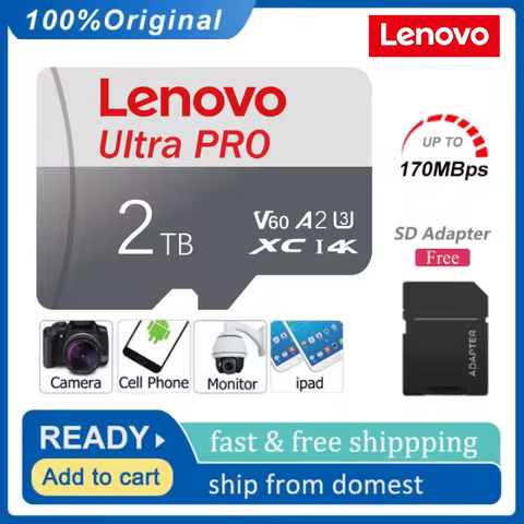 Lenovo 2TB SD Memory Card 1TB 512GB A2 U3 Micro TF SD Card 128GB High Speed MLC TF Card UHS-II SD Ca