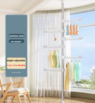 {SG In-Stock and Delivery} Adjustable Clothes Drying Rack Floor To Ceiling Tension Pole Hanger Stand Height Adjustable 1.1M to 3.1M Flexible {Good At Quality}