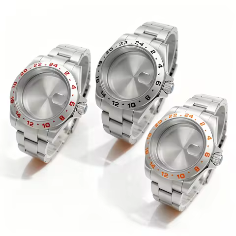 40mm Explore 2 NH34 Watch Case GMT Fixed Bezel Matte Oyster Bracelet For Seiko EXP NH35 Automatic Mo