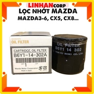 Oil filter, engine oil filter for Mazda 2, Mazda 3, Mazda 6, Mazda CX5, Mazda CX8 (Code: B6Y114302A)