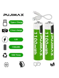 Pujimax 8入/4入/2入aaa 1.5v鋰電池type-c口可充電電池