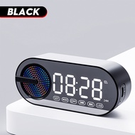 Bluetooth Speaker Wireless with FM Radio Desktop Clock LED Mirror Alarm Clock Subwoofer Music Player Desktop Clock
