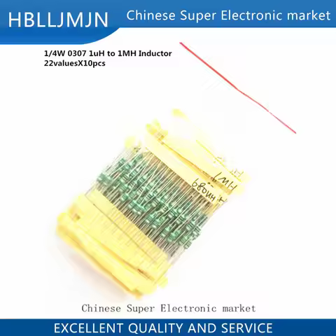 220PCS 1/4W 0307 1uH to 1MH Inductor, 22valuesX10pcs=220pcs Inductor Assorted Kit
