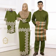 BAJU KURUNG KEDAH MODEN LACE PLUS SIZE KURUNG OLIVE GREEN TEAL BLUE BAJU RAYA 2024 RV MALAIKA