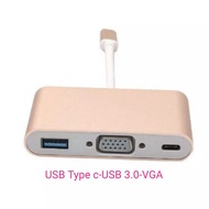 USB Type-C to VGA + Type C+ USB 3.0 PD Charger Port - Silver