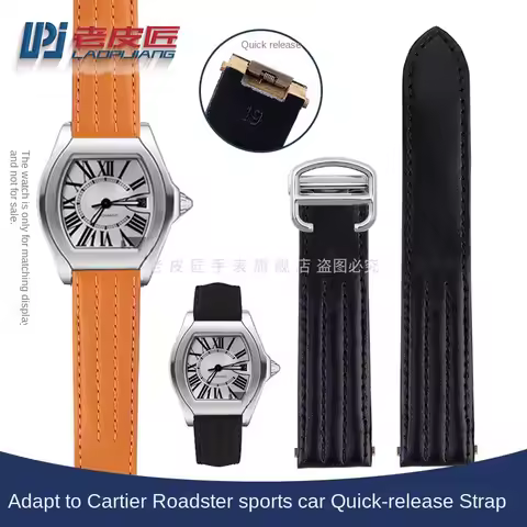 Special interface Plain Cow Quick Release Custom Lea-ther Strap For Cartier sport Roadster W6206018 