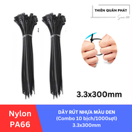 Combo 10 Bịch Dây Rút Nhựa Đen PA66 30cm Chất Lượng Cao - Khóa Kín Gắn Nắp Chịu Lực Mạnh