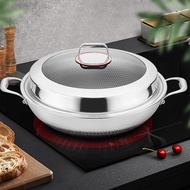 .Double Ear 316 Stainless Steel Wok 38 40 42cm Binaural Pan 38 40 42cm