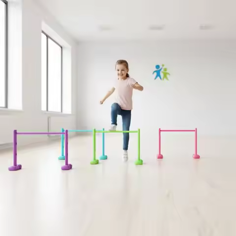 4 Pieces Crawl Tunnel Set Sturdy Kids Hurdle Set Indoor Obstacle Course Safe Plastic Child Agility H