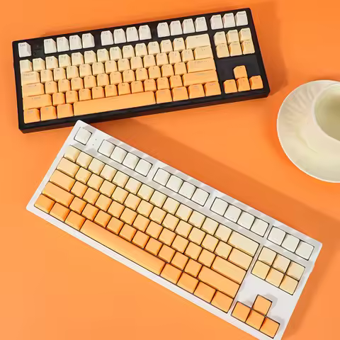 Orange Gradient Keycaps OEM Profile Backlit Transparent Keycap PBT Side/Top Print Key Cap For MX Swi