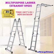12 Step Foldable Ladder Aluminium Ladder Multipurpose Ladder 4.9 + free 1set 8in1 magic saw