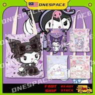 Kuromi Canvas Tote Bag For Girls Sanrio Tuition Bag Cartoon Shoulder School Bag Women Bag For Studen