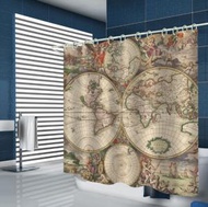 全城熱賣 - 浴室防水數碼印花浴簾(zh087地圖組合 180*200cm)