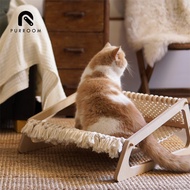 PURROOMOriginal Hand-Woven Cat Hammock Wooden Cat Bed Summer Cat Nest Suitable for All Seasons Easy Storage