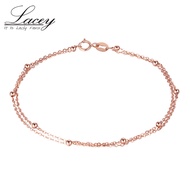 [Kcfb] สร้อยข้อมือโซ่ทองสีเหลืองแท้18K สองเส้นสร้อยข้อมือเครื่องราง Au750ทองคำสีกุหลาบสำหรับผู้หญิงข