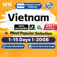 Vietnam eSIM Ultra 5G 1-15Days 1-20GB Data Instant Email Delivery High Speed Travel Data Vietnam SIM